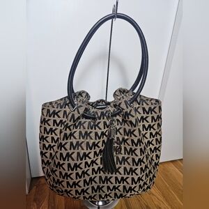 Michael Kors Jet Set Drawstring Tote MK Logo Canvas Bag